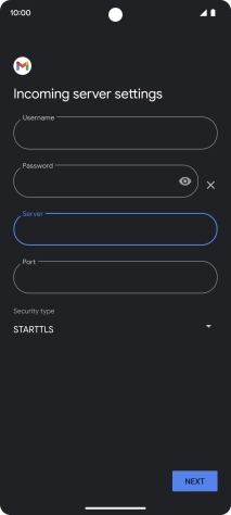 Press the field below 'Port' and key in 143.