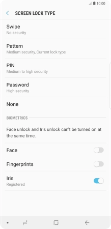 Press None and follow the instructions on the screen to turn off the phone lock code.