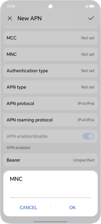 Key in 10 and press OK.